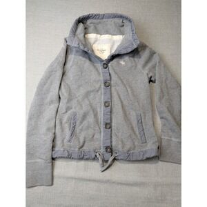 Abercrombie Fitch Gray Funnel Neck Sweatshirt Women Size L Moose Logo